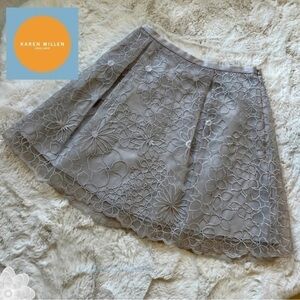 KAREN MILLEN ENGLAND Silver Grey Sheer Chiffon Overlay Skirt 4 Read Description